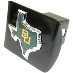 Baylor University Bears Black & Chrome with BU Texas Shape Metal Hitch Cover